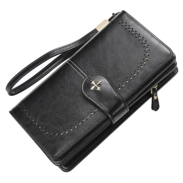 Portefeuille en cuir pour femmes J98 noir