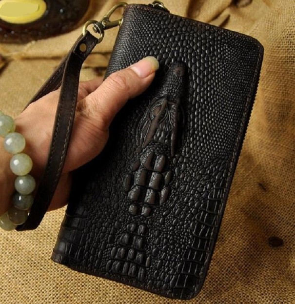 Portefeuille en cuir pour homme avec crocodile 1