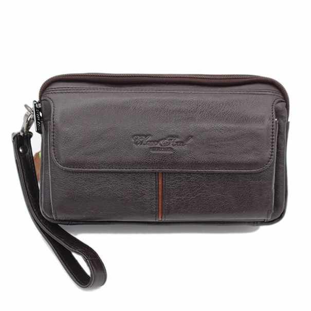 Portefeuille en cuir pour homme grand M465 marron foncé 3