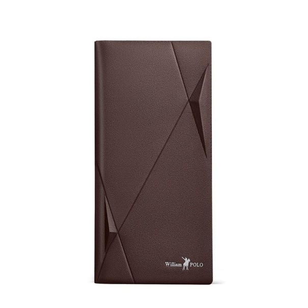 Portefeuille en cuir pour homme grand M523 marron foncé 1