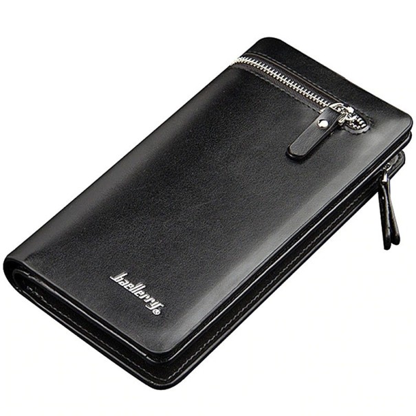 Portefeuille en cuir pour homme grand M547 noir