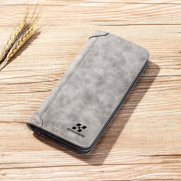 Portefeuille en cuir pour homme grand M553 gris