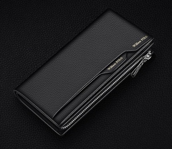 Portefeuille en cuir pour homme grand M650 noir 1