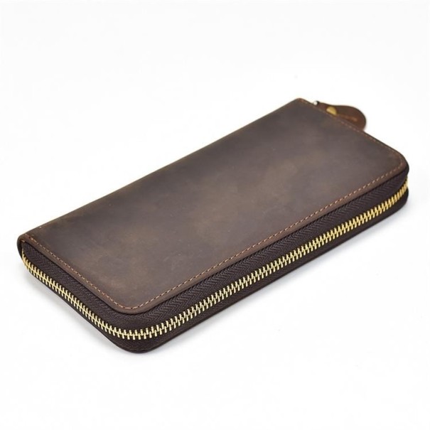 Portefeuille en cuir pour homme M227 marron foncé