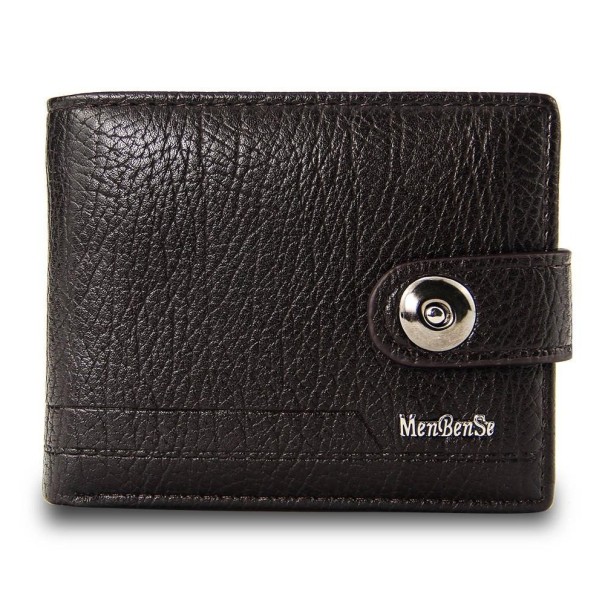 Portefeuille en cuir pour homme M437 marron foncé 1