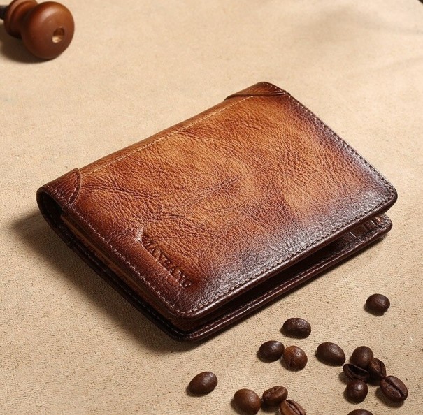 Portefeuille en cuir pour homme M456 marron