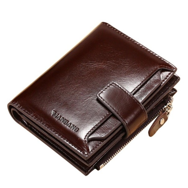 Portefeuille en cuir pour homme M485 marron foncé