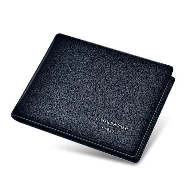 Portefeuille en cuir pour homme M487 bleu foncé
