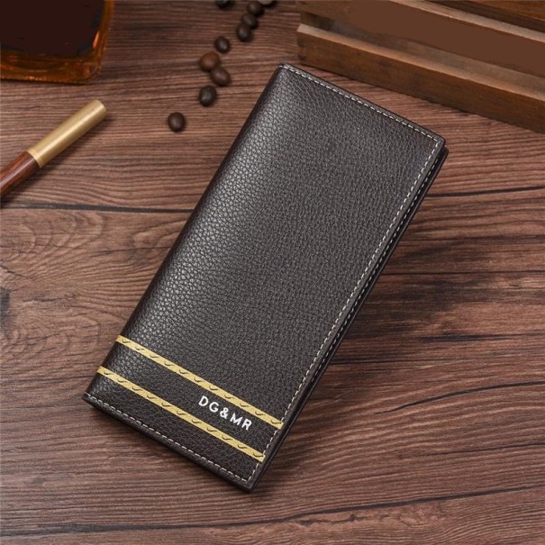 Portefeuille en cuir pour homme M598 marron foncé L