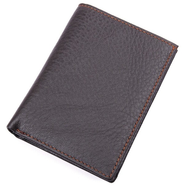 Portefeuille en cuir pour homme M602 marron foncé