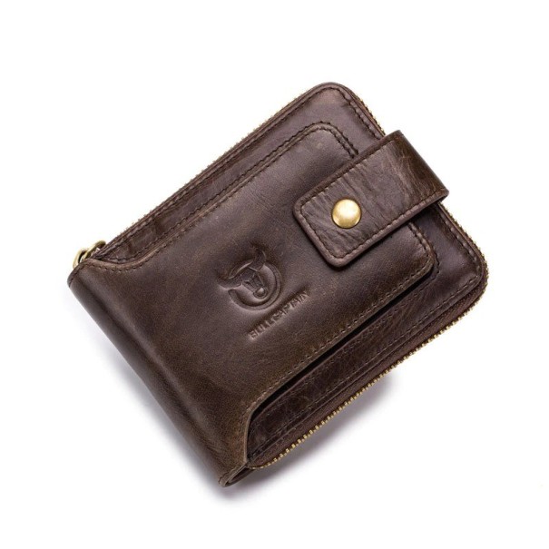 Portefeuille en cuir pour homme M614 marron foncé