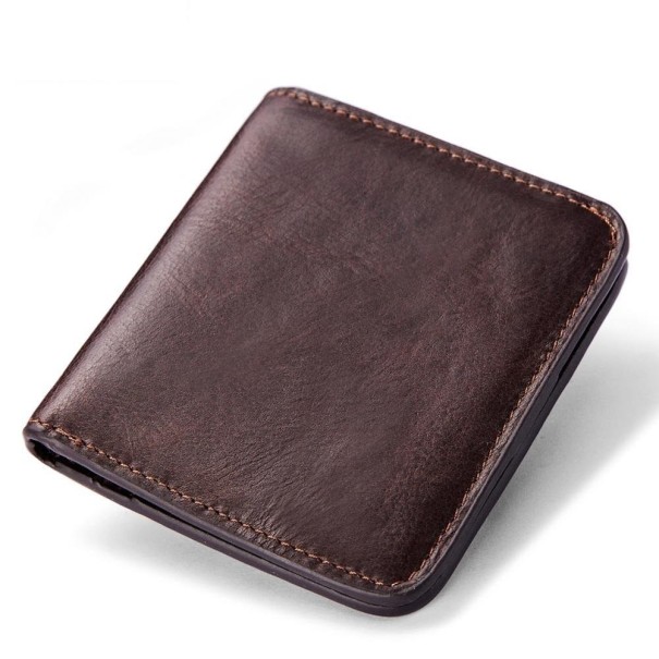 Portefeuille en cuir pour homme M625 marron foncé