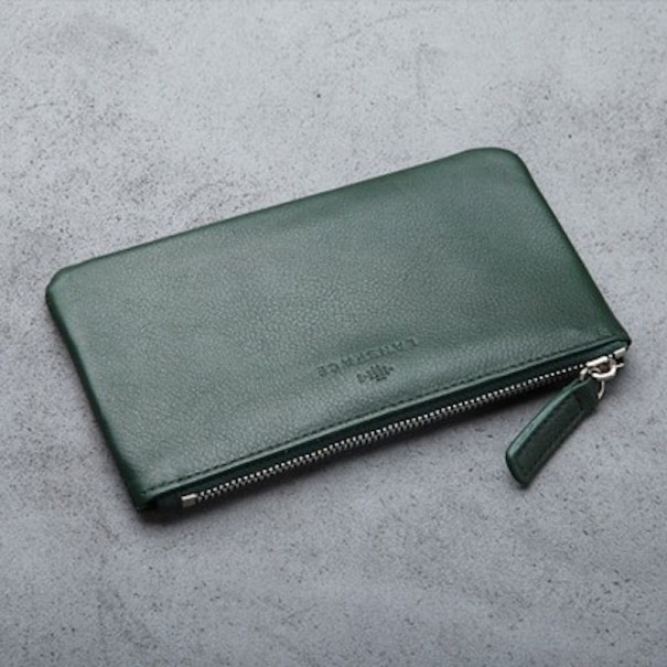Portefeuille en cuir pour homme M669 vert foncé
