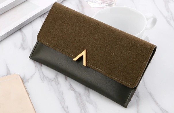 Portefeuille femme avec détail doré vert foncé