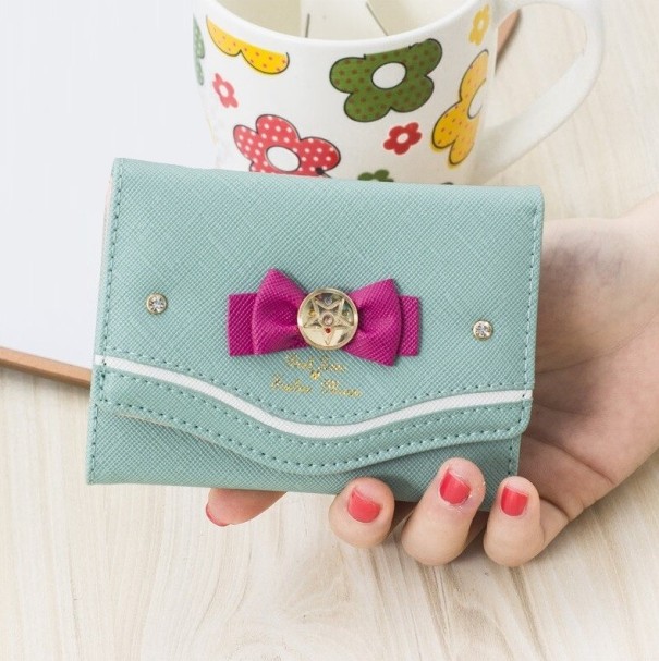 Portefeuille pour enfants avec nœud turquoise