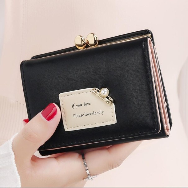 Portefeuille pour femmes avec citation noir
