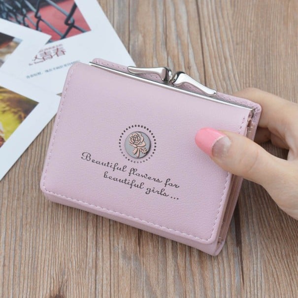 Portefeuille pour femmes avec rose -J789 rose