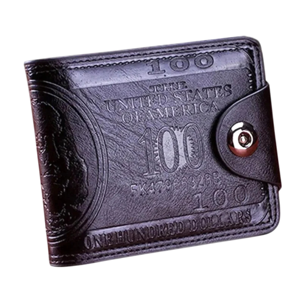 Portefeuille pour homme à bouton pression 11,5 x 9 cm en cuir PU Couleurs neutres Compartiments pour cartes Élégant portefeuille compact noir