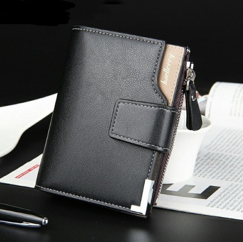Portefeuille pour homme en cuir PU J1444 noir
