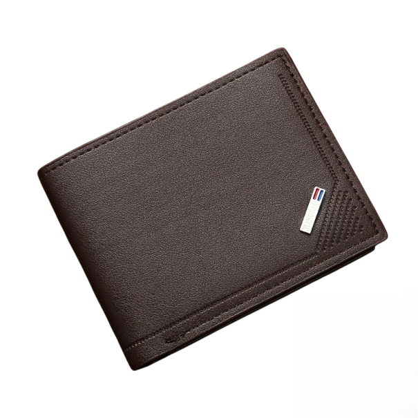 Portfel męski 11,5 x 9,5 cm Skóra ekologiczna Praktyczny portfel z przegródkami na karty Nowoczesny portfel męski wykonany z wytrzymałego materiału ciemny brąz