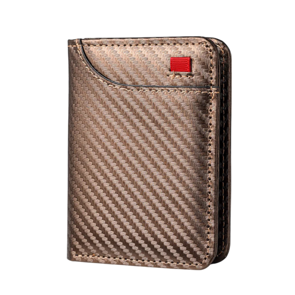 Portofel bărbaresc din piele sintetică cusut 11,4 x 8,3 x 1,2 cm Dimensiuni compacte Diverse variante de culoare cu broderie roșie bronz