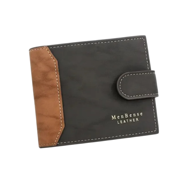 Portofel bărbătesc 12,5 x 9,5 cm piele PU Culori neutre Fante pentru card Buzunar cu fermoar Portofel elegant și practic pentru bărbați negru