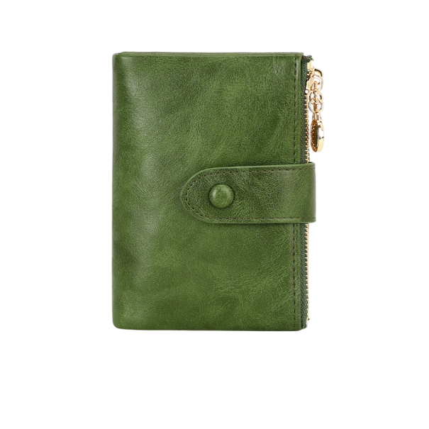 Portofel damă pliabil 13 x 9 x 3 cm Piele artificială Capacitate mare pentru carduri de credit, debit și fidelitate Design elegant verde