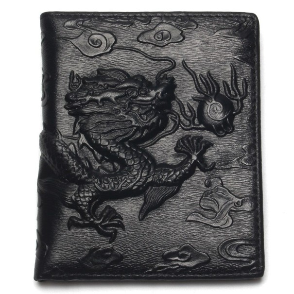 Portofel din piele pentru bărbați cu dragon M500 negru 1