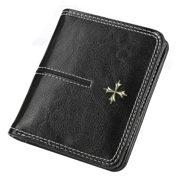 Portofel elegant din piele, cu un logo încrucișat distinctiv, design elegant și manopera de calitate - durabil, ușor de întreținut și atemporal. negru