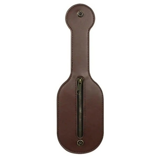 Portofel unisex pentru monede 25,4 x 7,8 cm Piele sintetică Alamă Clapă de protecție pentru fermoar cu curea pentru brâu maro inchis