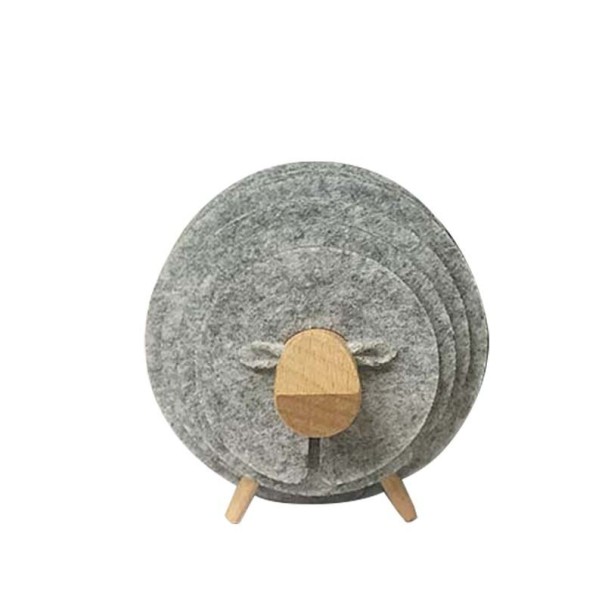 Posavasos con soporte en forma de oveja, 14 uds. gris
