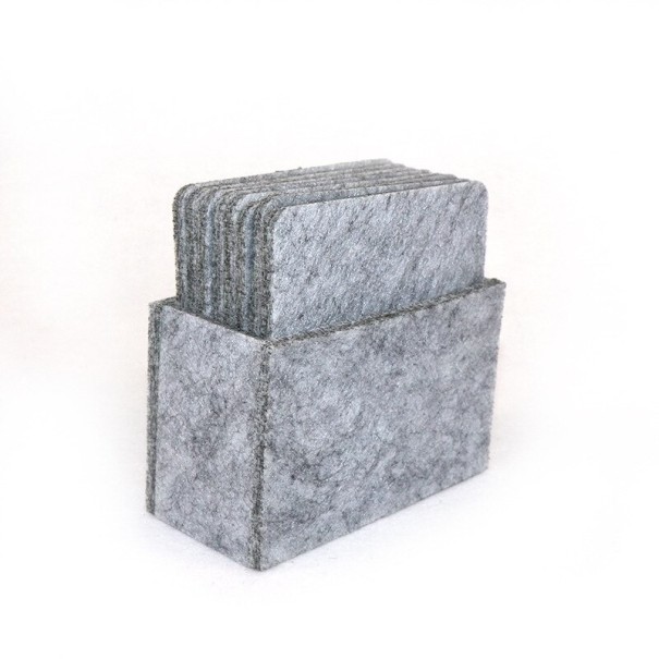 Posavasos de fieltro con soporte 8 uds. gris claro 1
