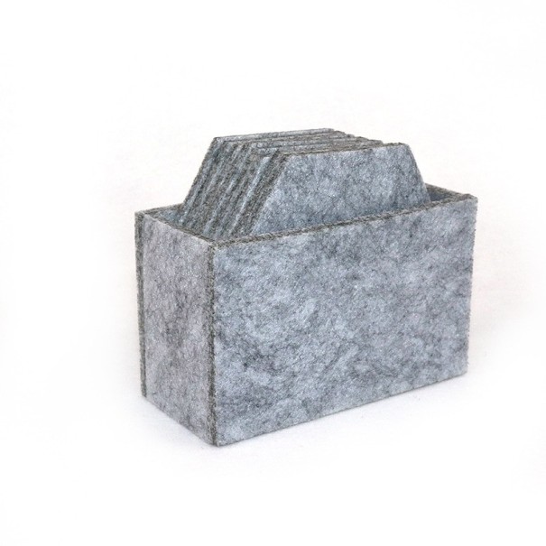Posavasos de fieltro con soporte 8 uds. gris claro 2