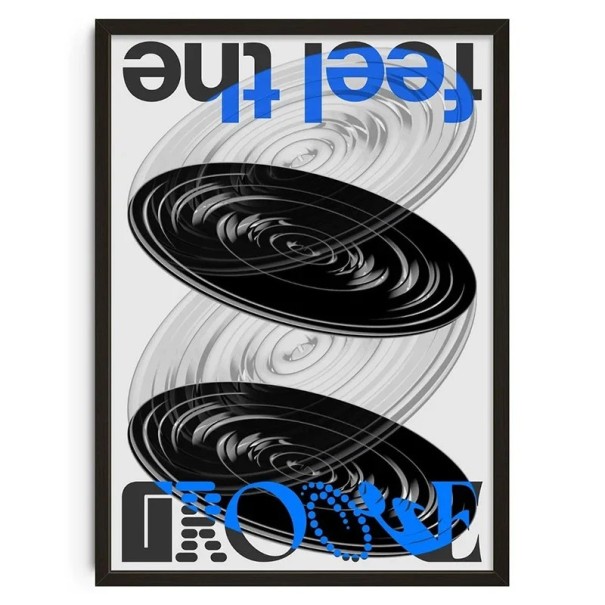 Poster artistico 50x70 cm GROOVE Feel It Vinyl grafica moderna astratta Decorazione musicale da parete Stampa di design su tela Senza cornice 1