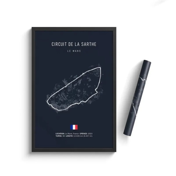 Poster Circuit de la Sarthe, 30 x 40 cm, HD-Leinwanddruck, Le Mans, Motorsport, Kunstdekoration, ungerahmt, für Zuhause, Wohnzimmer, Wand 1