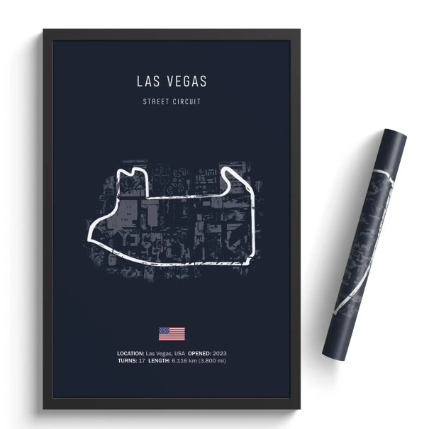Póster Circuito de Las Vegas 30x40 cm Impresión en lienzo HD Fórmula 1 Arte de deportes de motor Impresión sin marco Decoración de pared Sala de estar 1