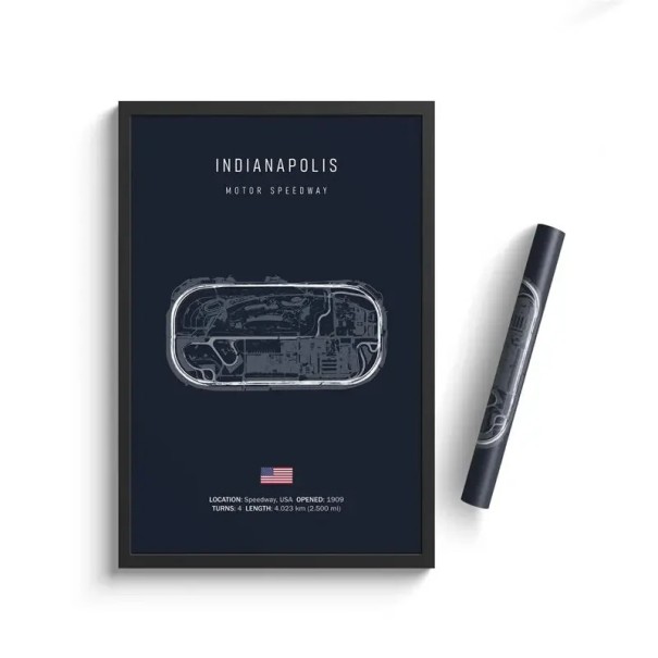 Poster Circuito Indianapolis Motor Speedway 30x40 cm Stampa HD su tela Formula 1 Motorsport Arte Decorazione Senza cornice Soggiorno 1