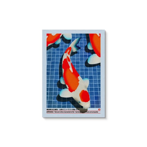 Poster cu peștele koi japonez Kōhaku 40x60 cm Crap roșu și alb ca simbol al fericirii și prosperității Imprimeu mural modern pe pânză Neînrămat 1