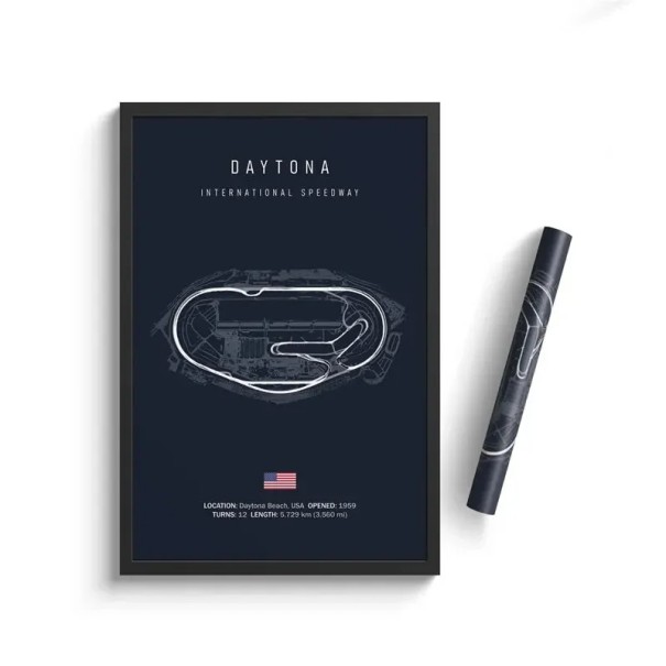 Poster Daytona Circuit, 30 x 40 cm, HD-Leinwanddruck, Formel 1, Wandkunst, Motorsport-Dekoration, ohne Rahmen, für Zuhause und Wohnzimmer 1