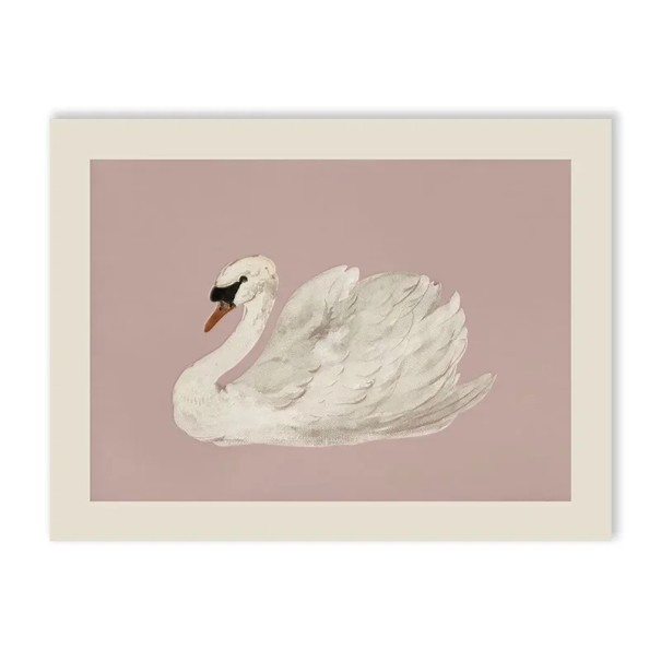Póster de pared con cisne 30 x 40 cm impresión en lienzo fondo rosa sin marco decoración para habitación infantil delicada decoración de paredes 1