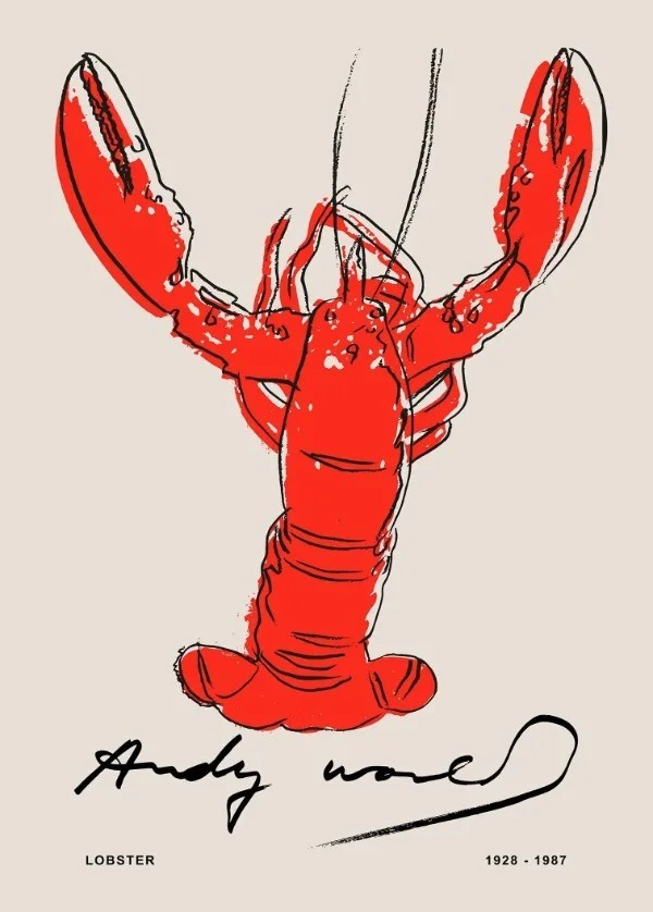 Póster de parede 40 x 60 cm Lagosta Vermelha Imagem para a cozinha e restaurante Decoração em tela Motivação gastronómica Impressão moderna sem moldura 1