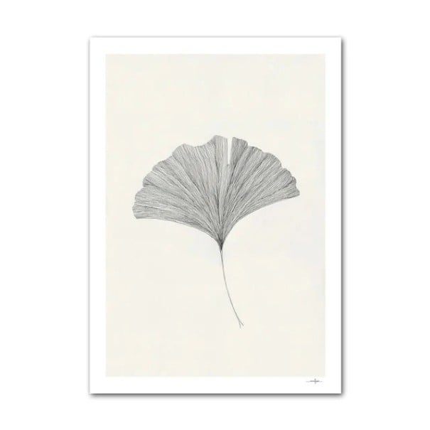 Póster de parede de grande formato com leque abstrato 50 × 70 cm impressão em tela minimalista preto bege motivo linear decoração 1