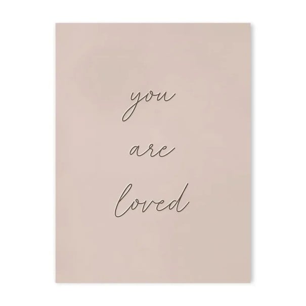 Poster de perete cu textul "you are loved" 40 x 60 cm print pe pânză fundal roz uniform fără ramă decorare pentru camera copiilor 1