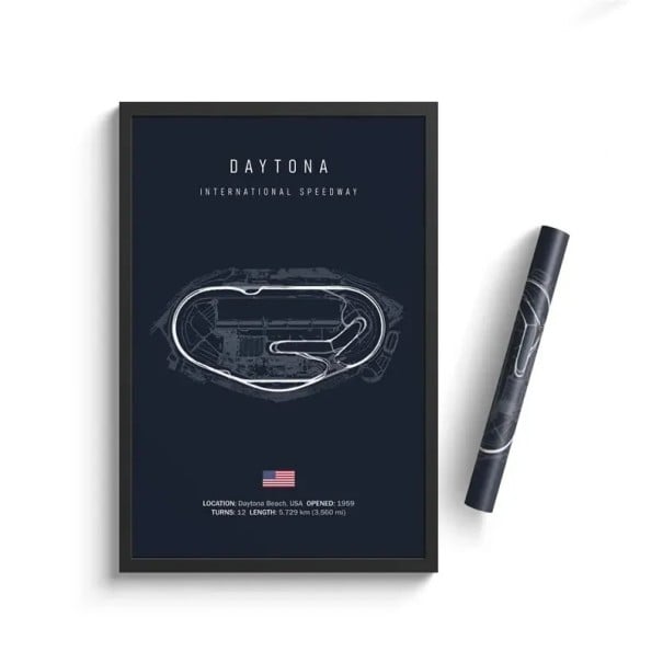 Póster del circuito de Daytona, 30 x 40 cm, impresión en lienzo HD, Fórmula 1, arte de pared, decoración de deportes de motor, sin marco 1