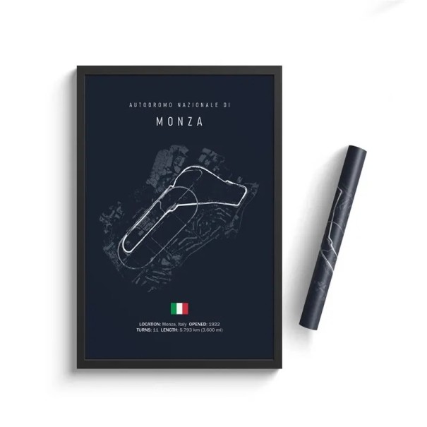 Póster del circuito de Monza, 30 x 40 cm, impresión en lienzo HD, Fórmula 1, arte de los deportes de motor, decoración sin marco, para el hogar, sala 1