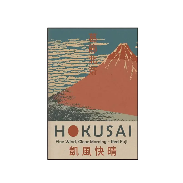 Póster Monte Fuji 40x60 cm Arte japonés Katsushika Hokusai Impresión vintage Sin marco Decoración del hogar Cafetería Habitación Bar Sala de estar 1