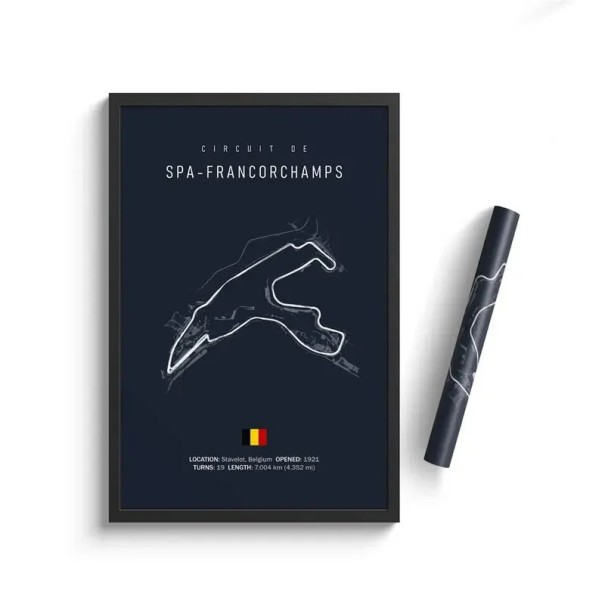 Poster Spa-Francorchamps Circuit 30x40cm HD Leinwanddruck Formel 1 Motorsport Kunst Dekoration Ungerahmt Wohnzimmer Haushalt Wand 1