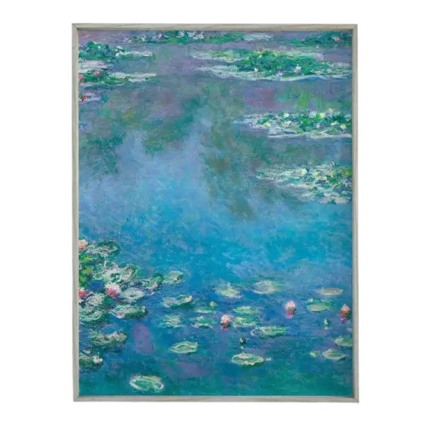 Póster suave para a parede 30 x 45 cm Lírios de Água estilo Claude Monet Pintura em tela sem moldura Paisagem vertical Impressão natural 1