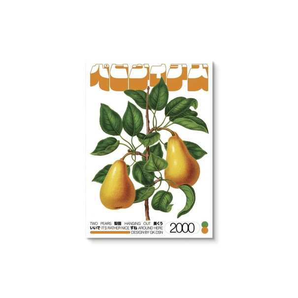 Poster vintage di frutta con pere 40x60 cm Illustrazione retro su tela Design giapponese Decorazione da parete moderna senza cornice Arte per la casa 1