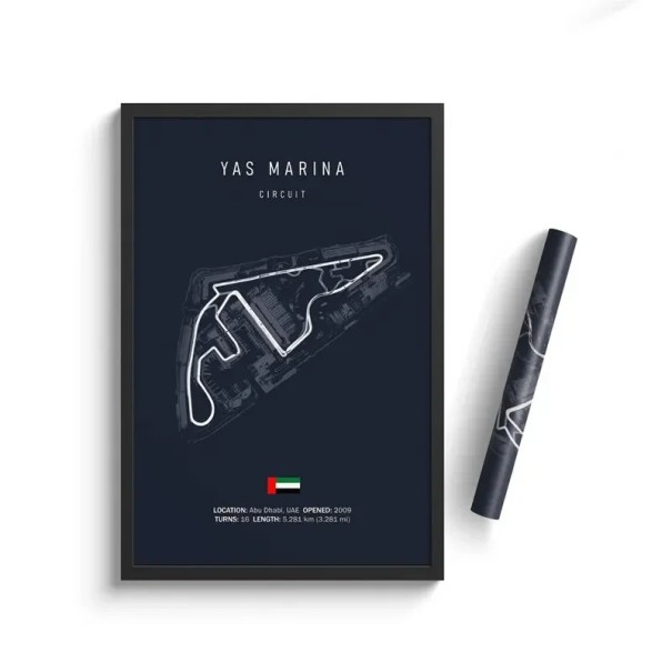 Poster Yas Marina Circuit, 30 x 40 cm, HD-Leinwanddruck, Formel-1-Nachtrennen, Kunstdekoration, ungerahmt, für Zuhause, Wohnzimmer, Motorsport 1
